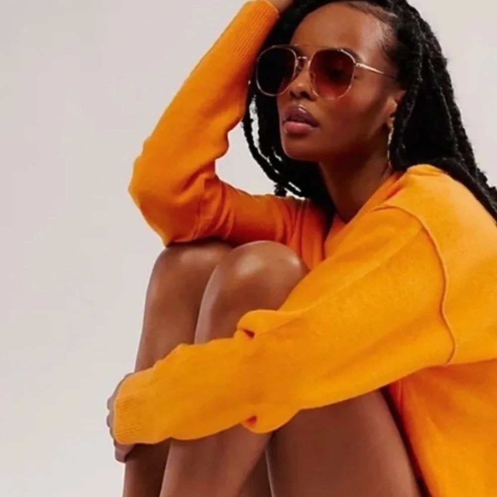 NEW Free People Luna Pullover Sweater Marigold Orange Oversized Small